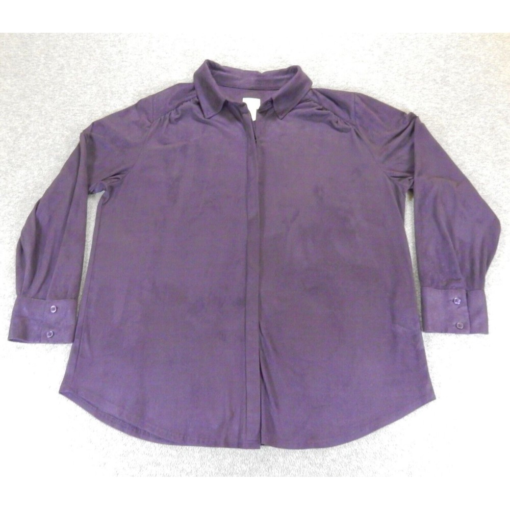 Chicos Womens Shirt 2 Purple Large Button Down Long Sleeve Office Career Top